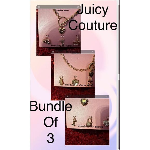Juicy Couture Jewelry - Heritage y2k juicy couture interchangeable 9x charm necklace's gold bundle/lot